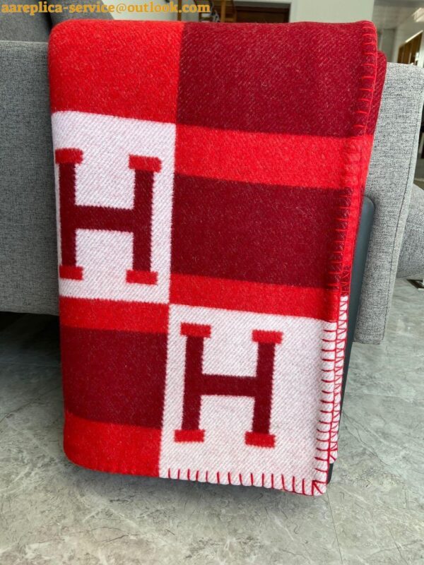 Replica Hermes Rouge Avalon Bayadere Throw Blanket 6