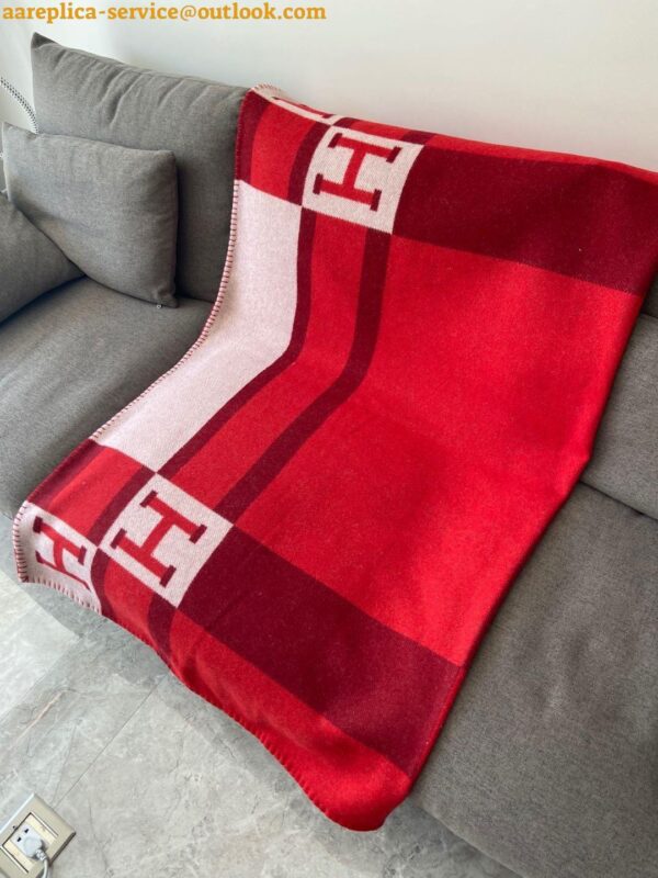 Replica Hermes Rouge Avalon Bayadere Throw Blanket 8