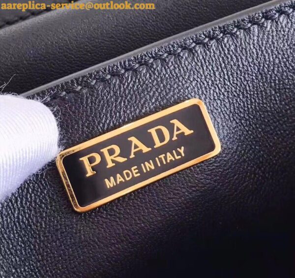 Replica Prada Cahier Black Leather Shoulder Bag with Studded 5