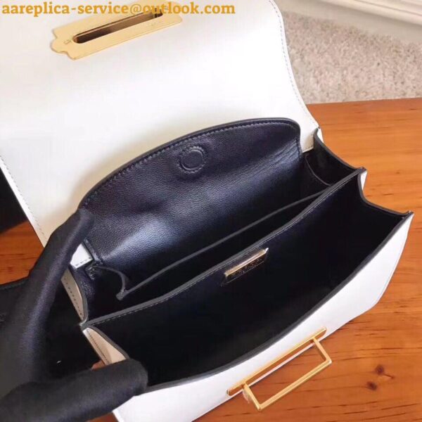 Replica Prada Cahier Shoulder Bag In White/Black Leather 6