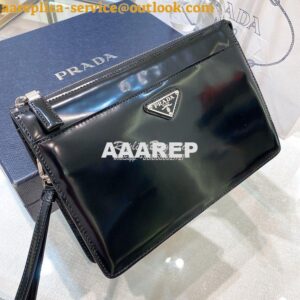 Replica Prada Brush Leather Pouch 2VF032 Black