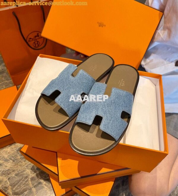 Replica Hermes Izmir Sandals Denim Blue H181403