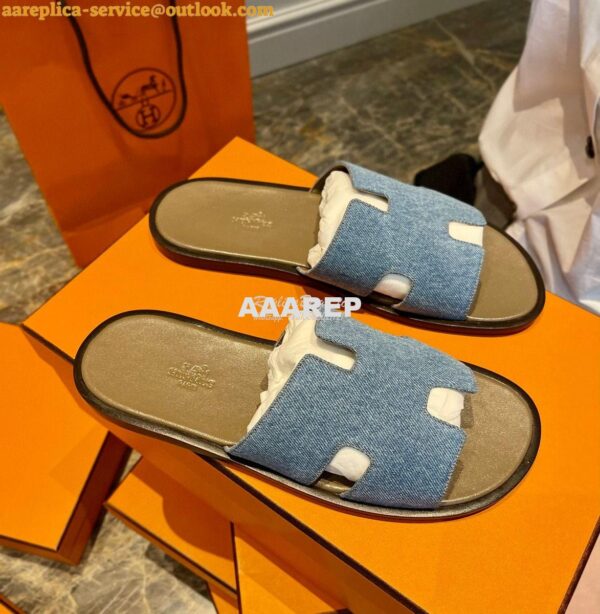 Replica Hermes Izmir Sandals Denim Blue H181403 9