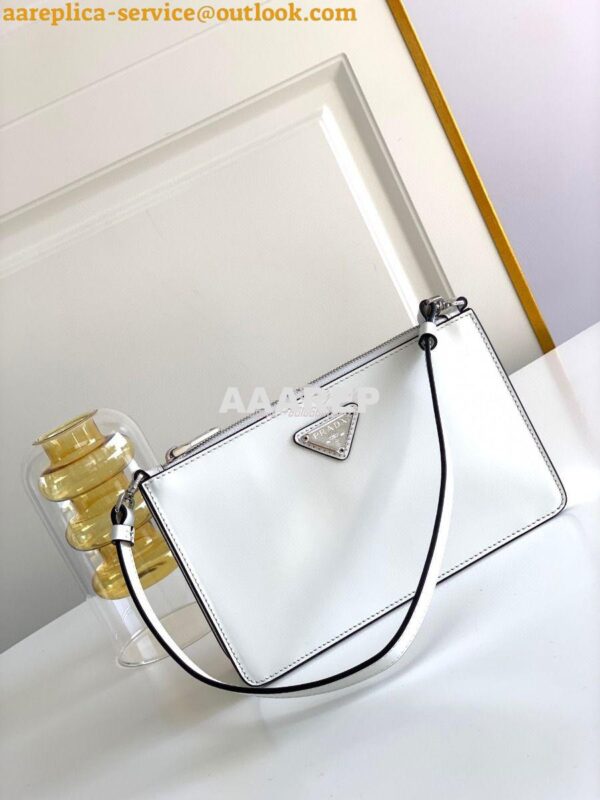 Replica Prada Brushed Leather Mini-bag 1BC155 White 5