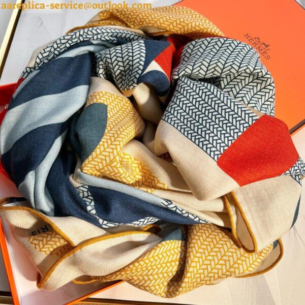 Replica Hermes Blue Mon Premier Galop Shawl 140 10