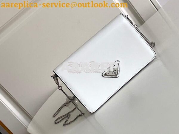 Replica Prada Brushed Leather Shoulder Bag 1BD307 White 2