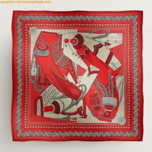 Replica Hermes Red Zouaves et Dragons Bandana Shawl 140