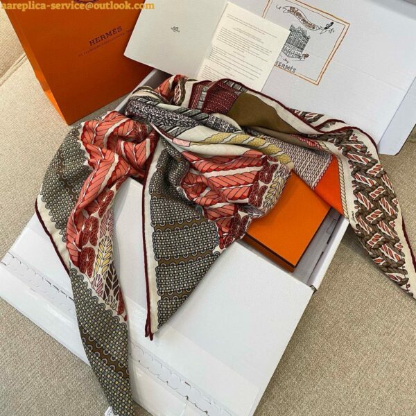 Replica Hermes Rose/Naturel Dressage Tressage Shawl 140 3