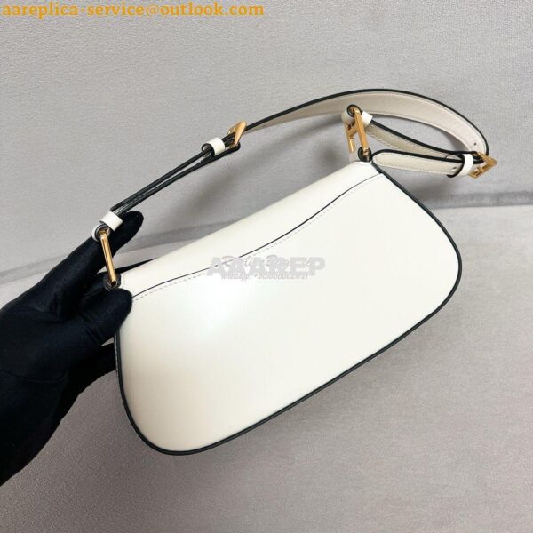 Replica Prada Brushed leather shoulder bag 1BD345 White 6
