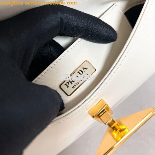 Replica Prada Brushed leather shoulder bag 1BD345 White 9