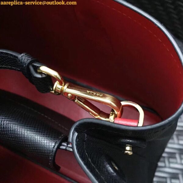 Replica Prada Double Medium Tote Bag In Black Saffiano Leather 8