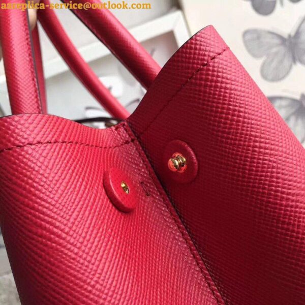 Replica Prada Double Medium Tote Bag In Red Saffiano Leather 8