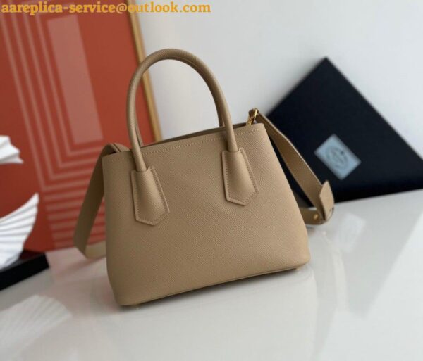 Replica Prada Double Mini Bag In Beige Saffiano Leather 5