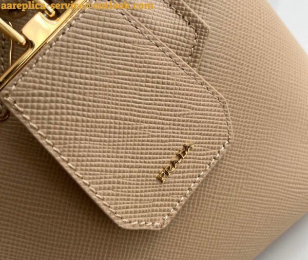 Replica Prada Double Mini Bag In Beige Saffiano Leather 6