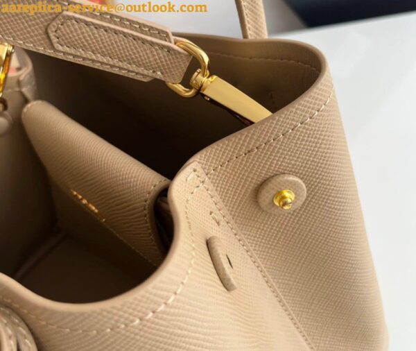 Replica Prada Double Mini Bag In Beige Saffiano Leather 10