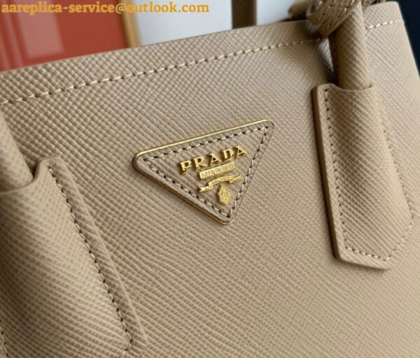 Replica Prada Double Mini Bag In Beige Saffiano Leather 10