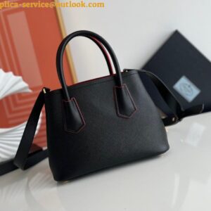 Replica Prada Double Mini Bag In Black Saffiano Leather