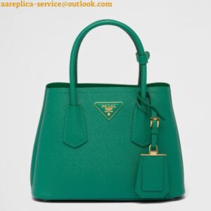 Replica Prada Double Mini Bag In Green Saffiano Leather