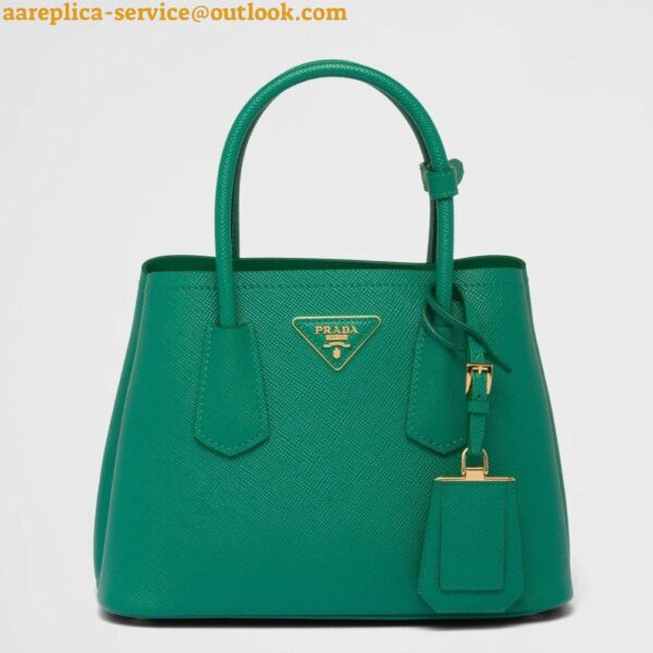 Replica Prada Double Mini Bag In Green Saffiano Leather 4