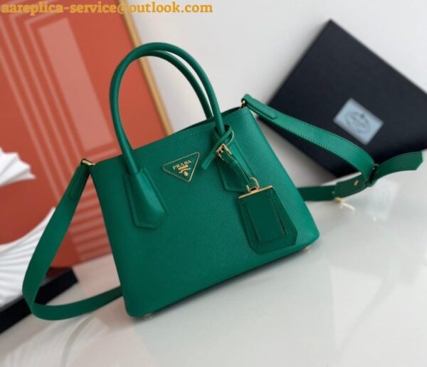 Replica Prada Double Mini Bag In Green Saffiano Leather 5