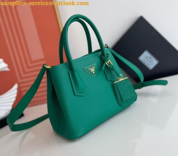 Replica Prada Double Mini Bag In Green Saffiano Leather 7