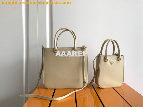 Replica Prada Brushed Leather Tote Bag 1BA330 1BA331 Beige