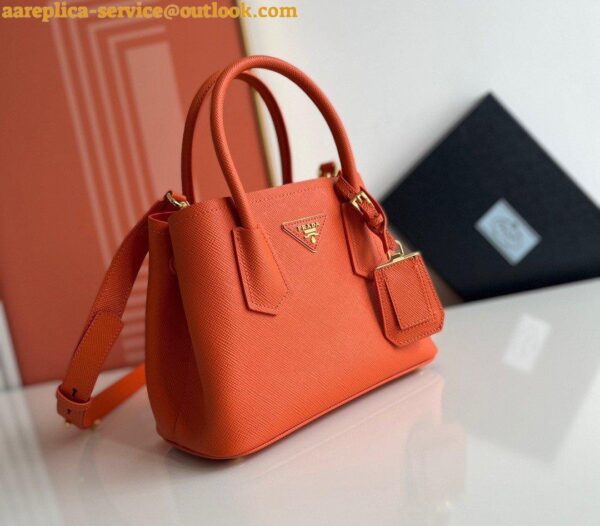 Replica Prada Double Mini Bag In Orange Saffiano Leather 6