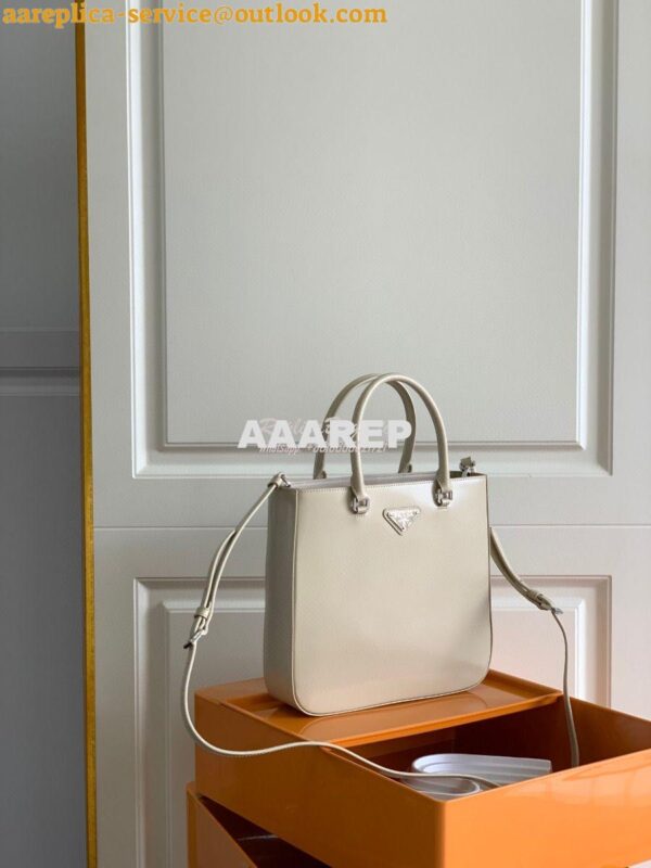 Replica Prada Brushed Leather Tote Bag 1BA330 1BA331 Beige 2