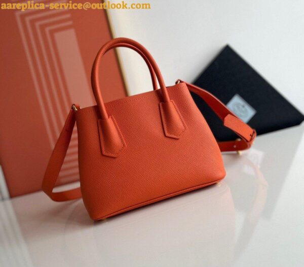 Replica Prada Double Mini Bag In Orange Saffiano Leather 7