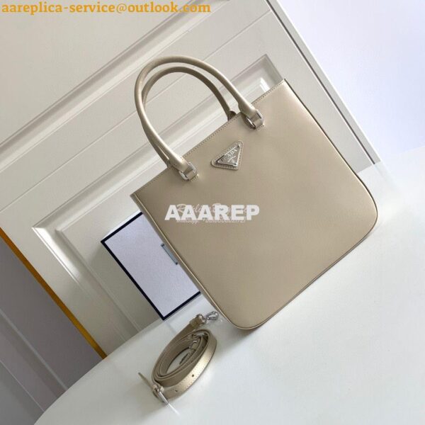 Replica Prada Brushed Leather Tote Bag 1BA330 1BA331 Beige 3