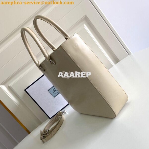 Replica Prada Brushed Leather Tote Bag 1BA330 1BA331 Beige 4