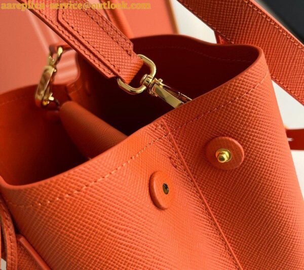 Replica Prada Double Mini Bag In Orange Saffiano Leather 9