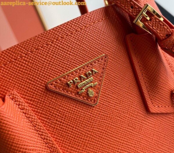 Replica Prada Double Mini Bag In Orange Saffiano Leather 10