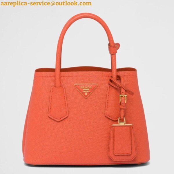 Replica Prada Double Mini Bag In Orange Saffiano Leather 12