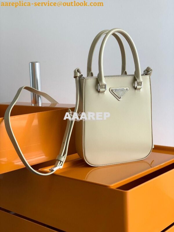 Replica Prada Brushed Leather Tote Bag 1BA330 1BA331 Beige 11