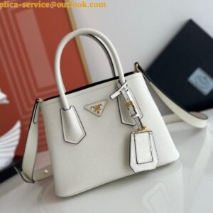 Replica Prada Double Mini Bag In White Saffiano Leather 2