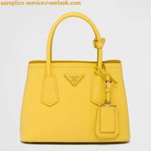 Replica Prada Double Mini Bag In Yellow Saffiano Leather