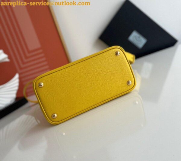 Replica Prada Double Mini Bag In Yellow Saffiano Leather 4