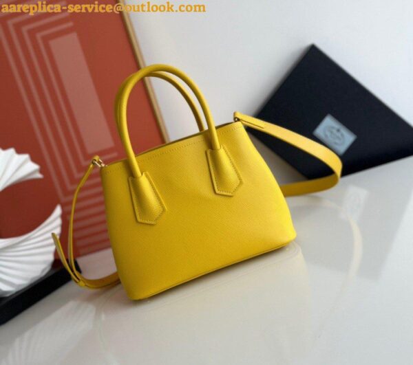 Replica Prada Double Mini Bag In Yellow Saffiano Leather 5