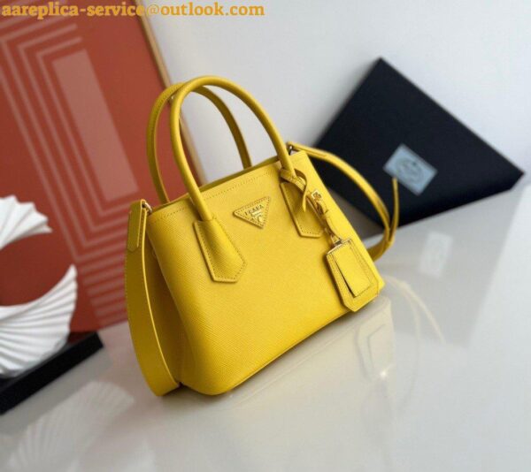 Replica Prada Double Mini Bag In Yellow Saffiano Leather 7