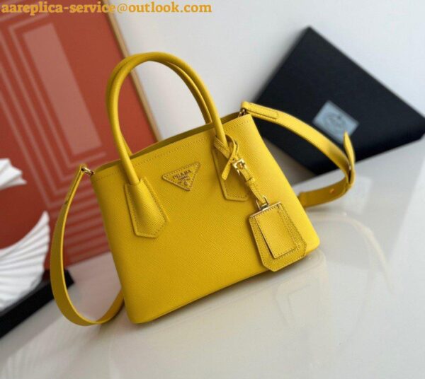 Replica Prada Double Mini Bag In Yellow Saffiano Leather 8