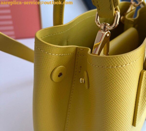 Replica Prada Double Mini Bag In Yellow Saffiano Leather 10