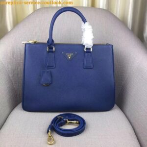 Replica Prada Galleria Large Bag In Blue Saffiano Leather