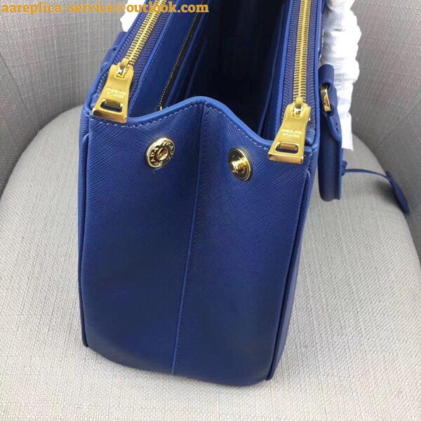 Replica Prada Galleria Large Bag In Blue Saffiano Leather 7