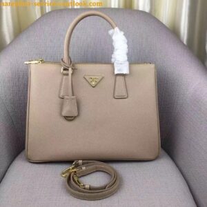 Replica Prada Galleria Large Bag In Grey Saffiano Leather