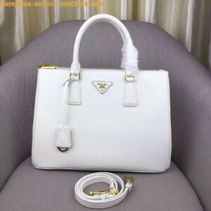 Replica Prada Galleria Large Bag In White Saffiano Leather