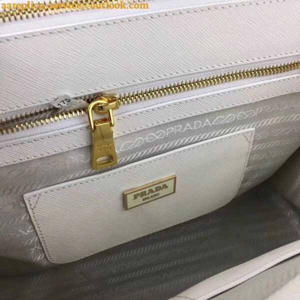 Replica Prada Galleria Large Bag In White Saffiano Leather 8