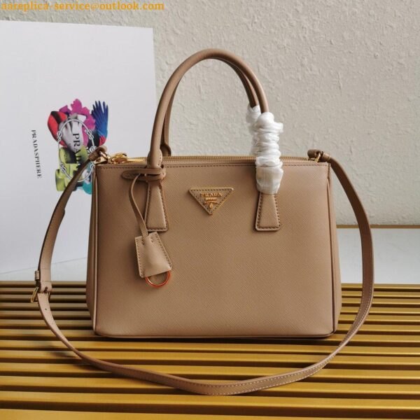 Replica Prada Galleria Medium Bag In Beige Saffiano Leather 7