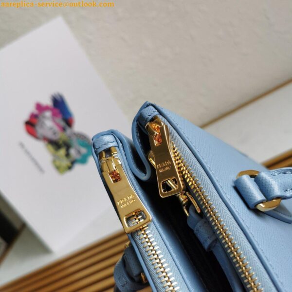 Replica Prada Galleria Medium Bag In Celeste Saffiano Leather 9