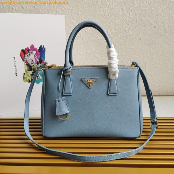 Replica Prada Galleria Medium Bag In Celeste Saffiano Leather 13